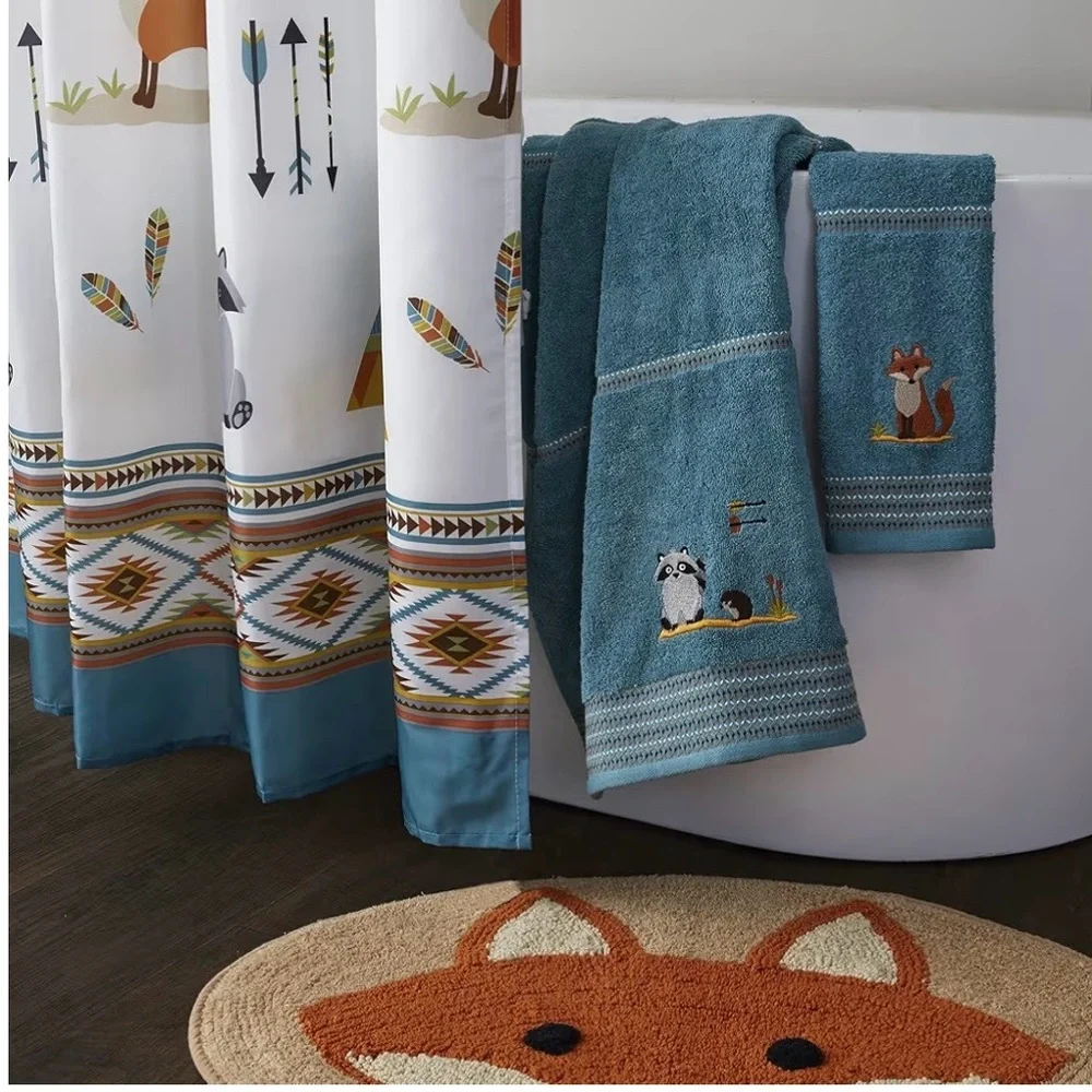 🦊 MAINSTAYS Kids • “Woodland” Fabric Shower Curtain